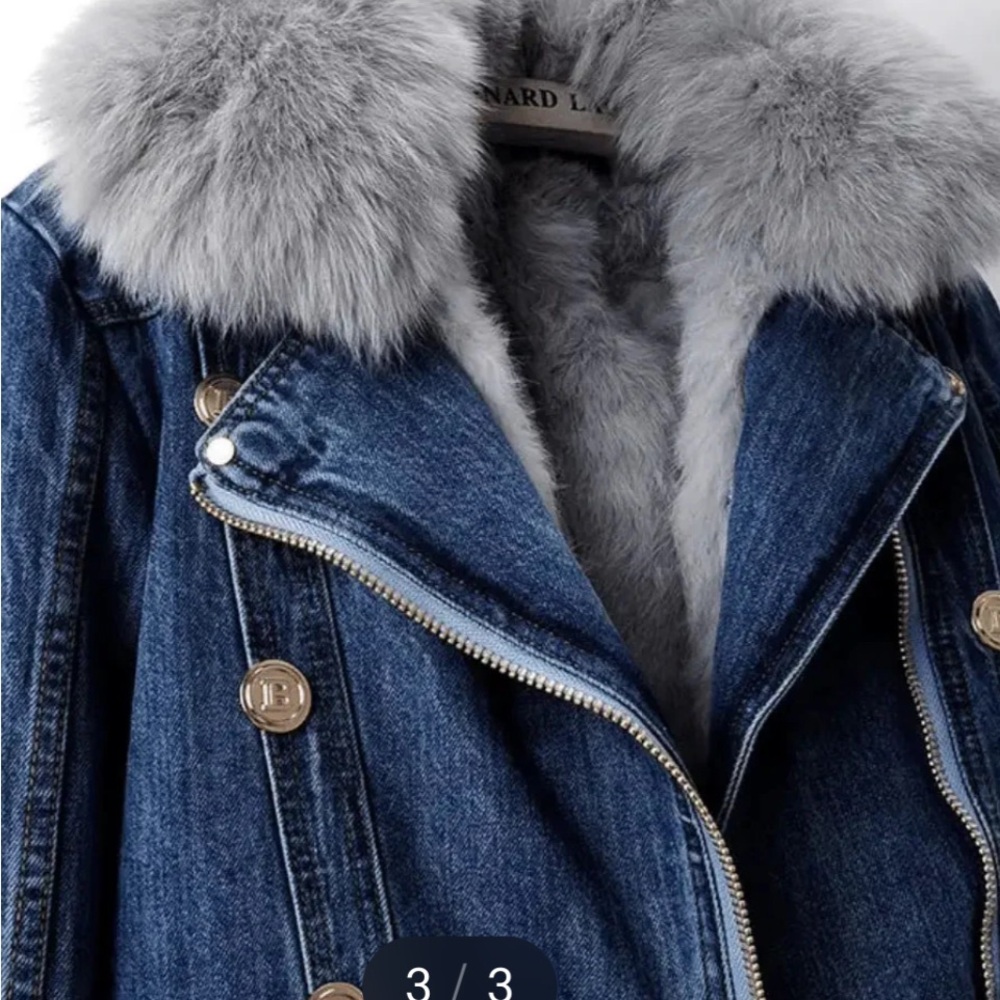 Women's Faux Collar Denim Jacket Penny lane style   size XL - Picture 3 of 12